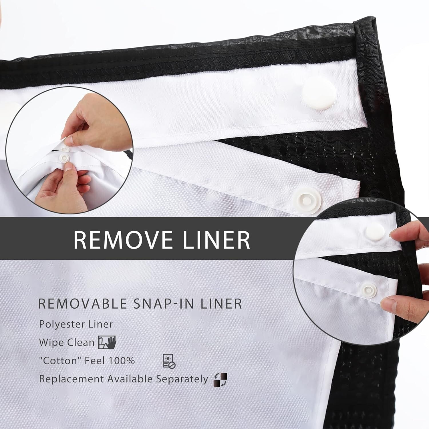 Luxury Hotel-Grade Shower Curtain with Thick Waffle Weave & Mesh Top - 72x74