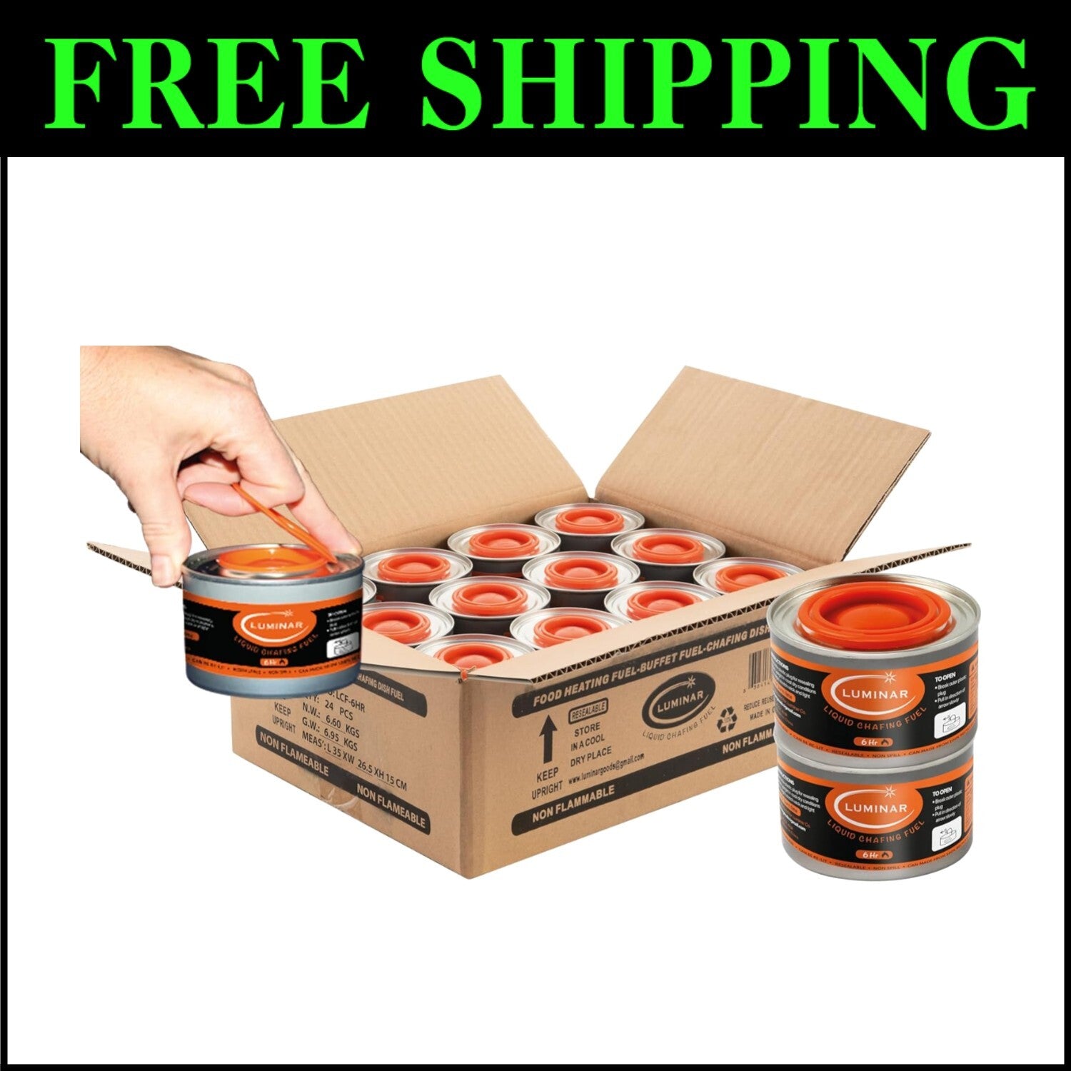 Long-Lasting 6 Hour Resealable Chafing Fuel Cans - Spill-Free Event Solution