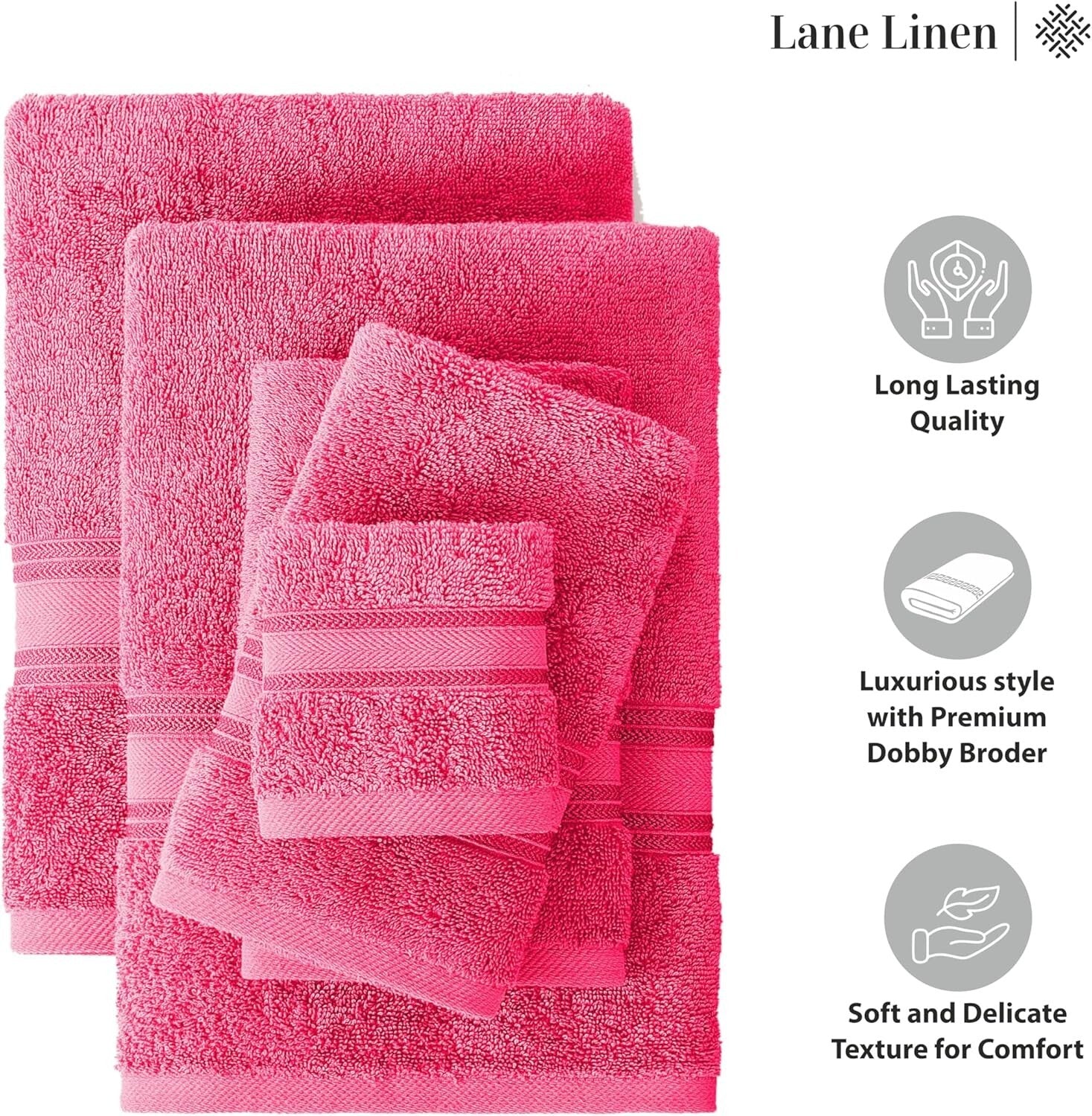 Elegant 18-Piece Fuchsia Towel Collection - Machine Washable, Oeko-Tex Certified