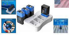 Load image into Gallery viewer, Fast-Charging 9V Battery Set - 850mAh Rechargeable Lithium Pack with Charger