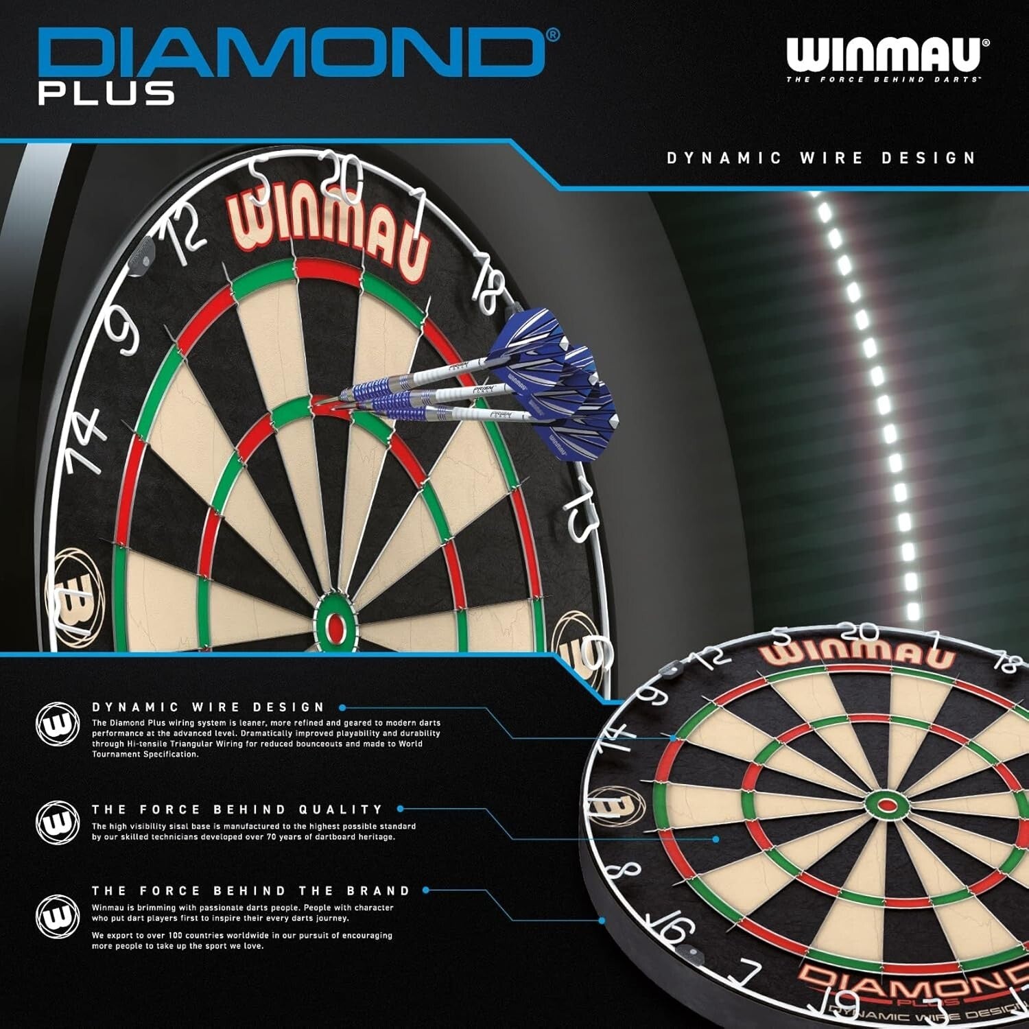 Diamond Plus Professional Bristle Dartboard - BDO Endorsed for Ultimate Play