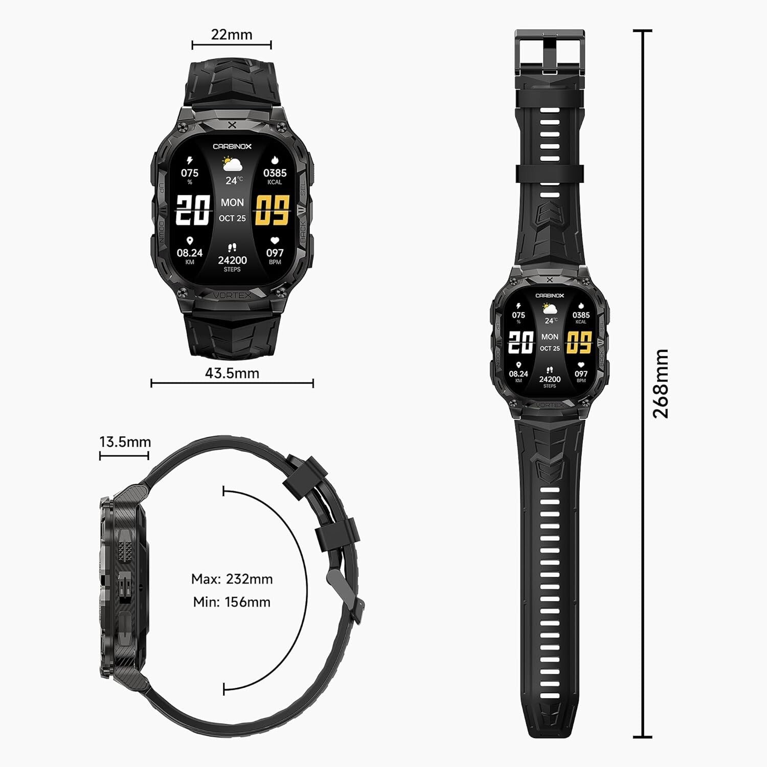 All-in-One Rugged Smartwatch: Track Fitness, Receive Calls - Active Lifestyle