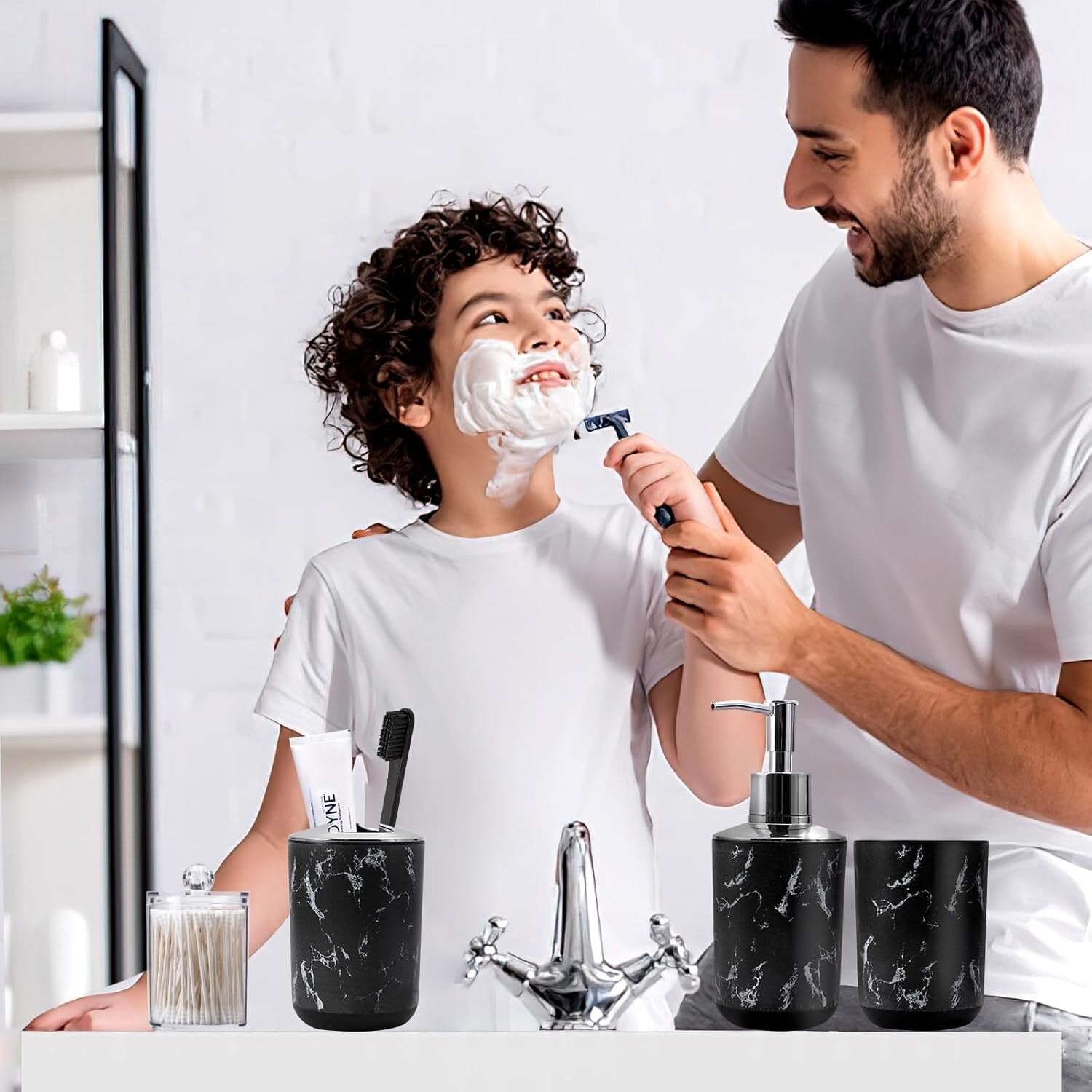 9-Piece Black Marble Bathroom Accessories Set - Enhancing Elegance and Function