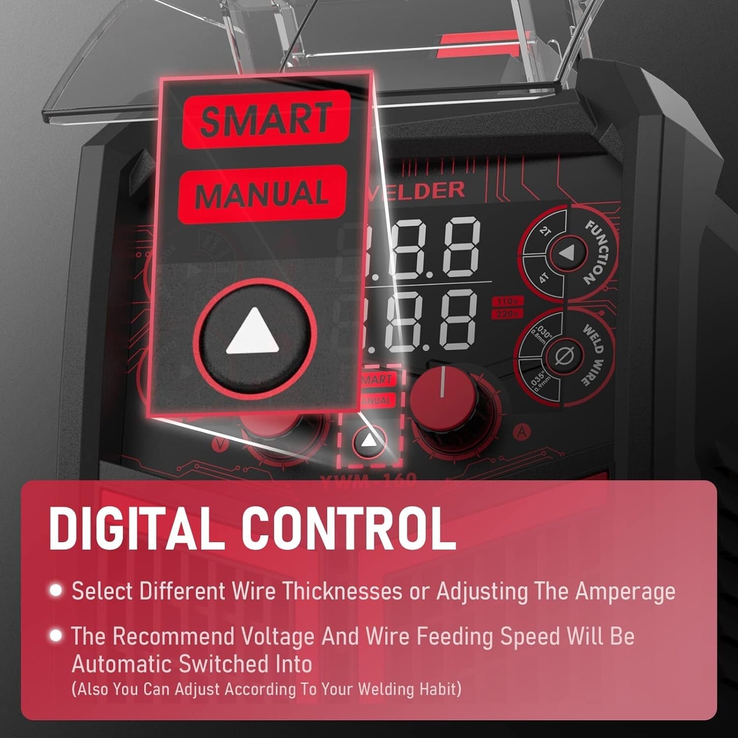 Portable 4-in-1 MIG Welder with Synergic Control & LED Display - 110V/220V