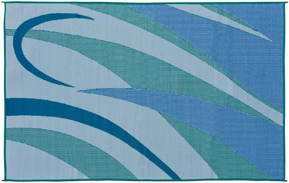 Durable 8'x12' Reversible Garden Rug - Lightweight Blue/Green Patio Solution