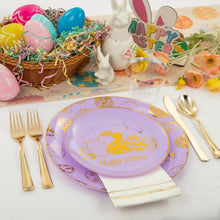Load image into Gallery viewer, 175 Count Easter Themed Plates, Cups &amp; Silverware - Elegant Party Essentials