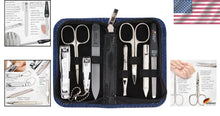 Load image into Gallery viewer, Professional 8-Piece Grooming Kit with Synthetic Leather Case - Blue Elegance