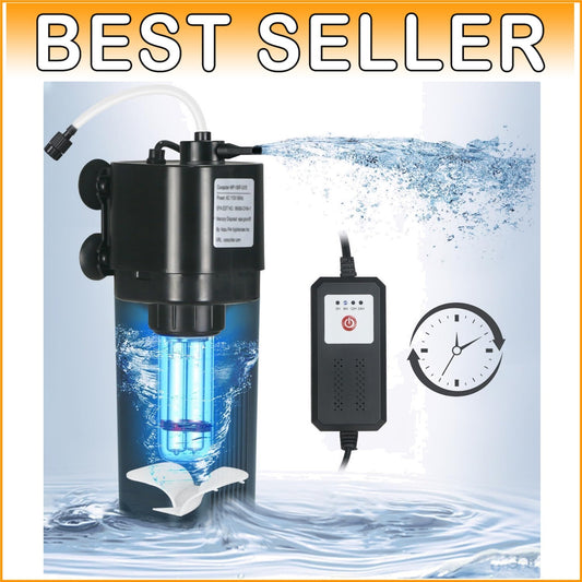 Double Filtration Aquarium U-V Light Filter - 132 GPH for Freshwater & Saltwater