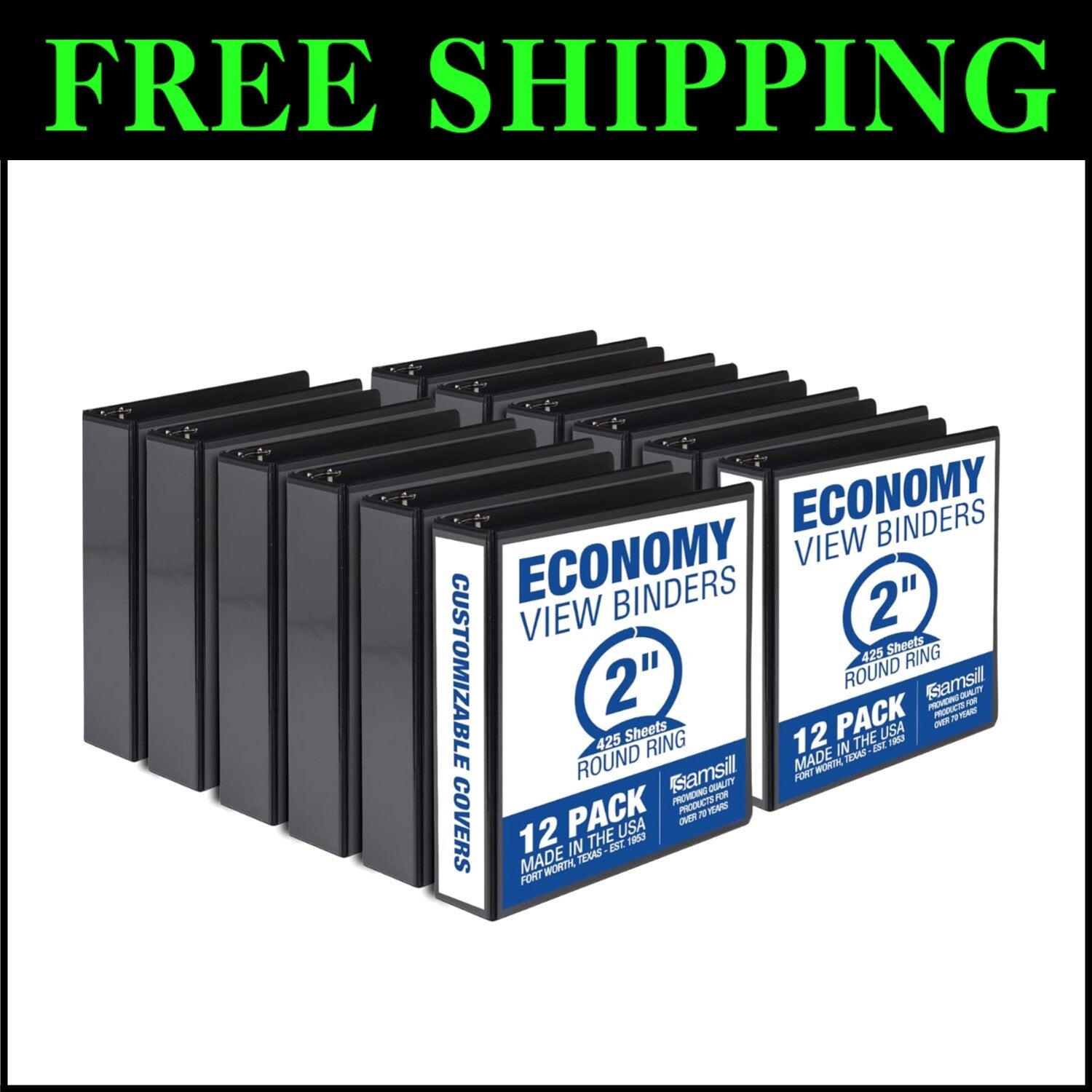 Versatile 12-Pack 2-Inch Binders with Round Rings - Perfect for Organization