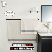 Load image into Gallery viewer, Matte Black Wall-Mount Towel Holder - 39.13 Inch Spacious Design for Bath Towels