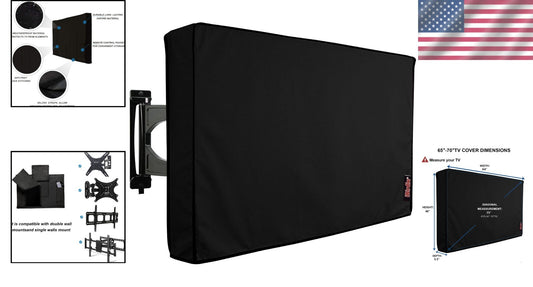 Lightweight Waterproof Outdoor TV Cover for 65-70 Inch TVs - Hook & Loop Closure
