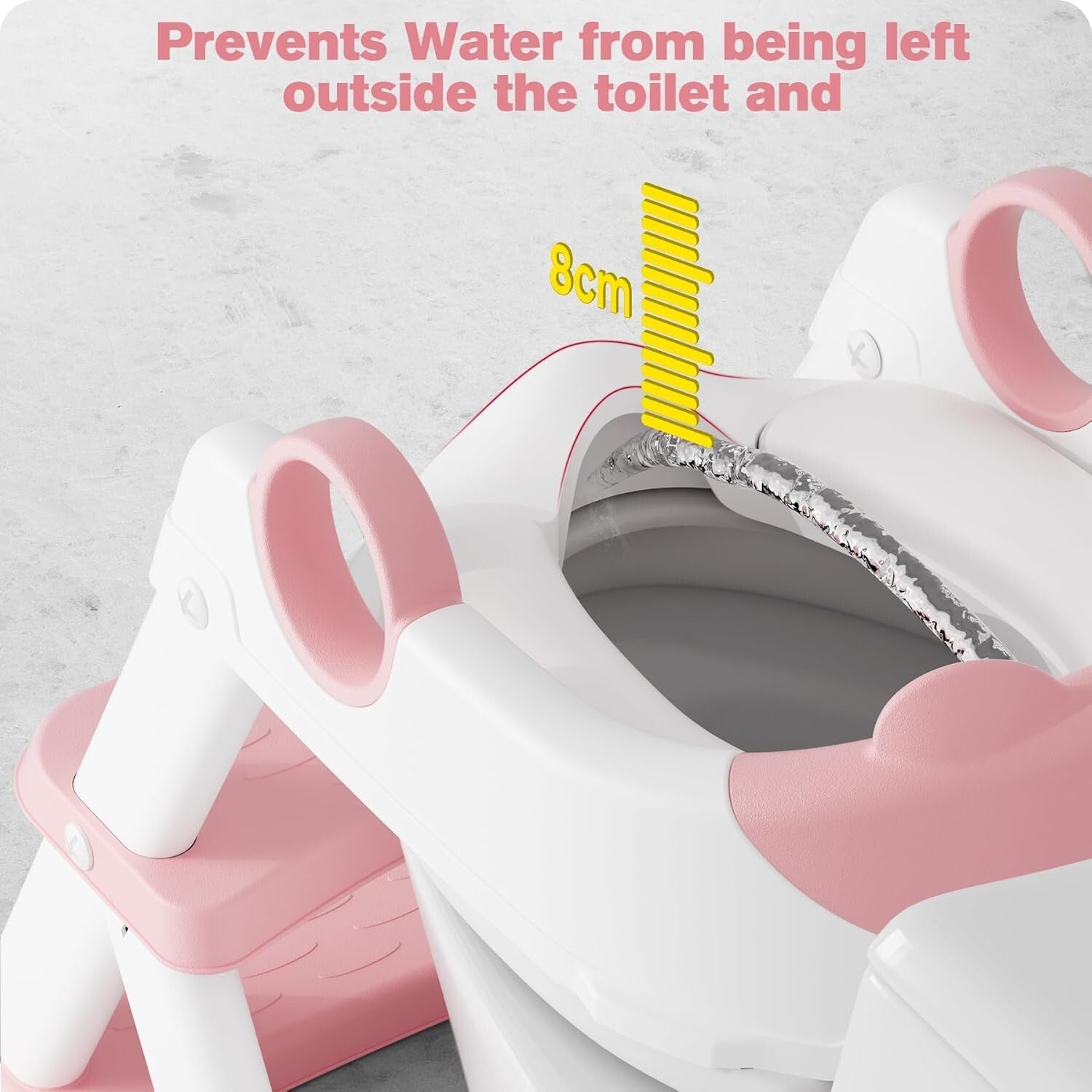 2 in 1 Pink Potty Training Seat with Adjustable Height & Anti-Slip Step Stool