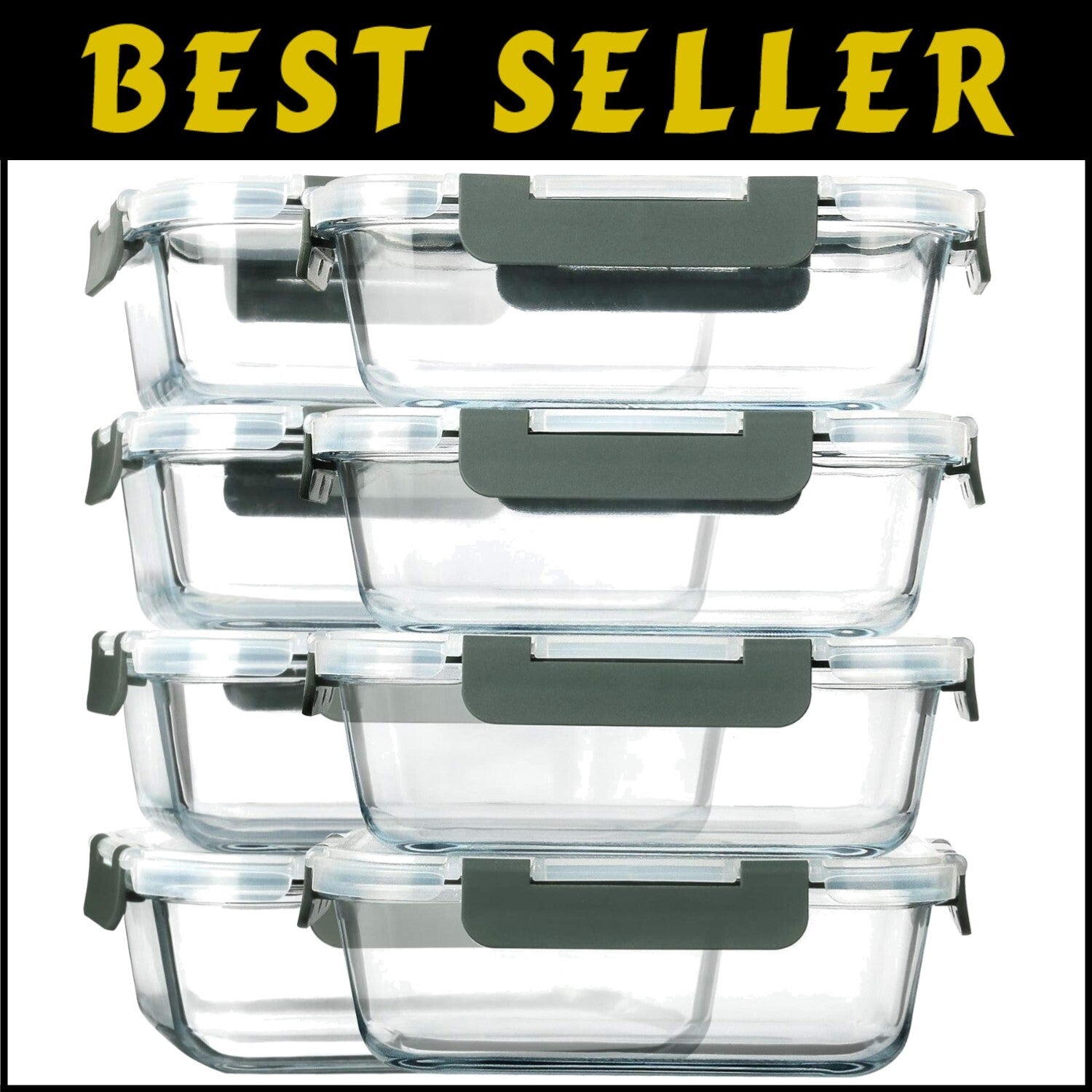 Durable 30 Oz Borosilicate Glass Containers - 8 Pack with Space-Saving Design