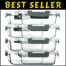 Load image into Gallery viewer, Durable 30 Oz Borosilicate Glass Containers - 8 Pack with Space-Saving Design