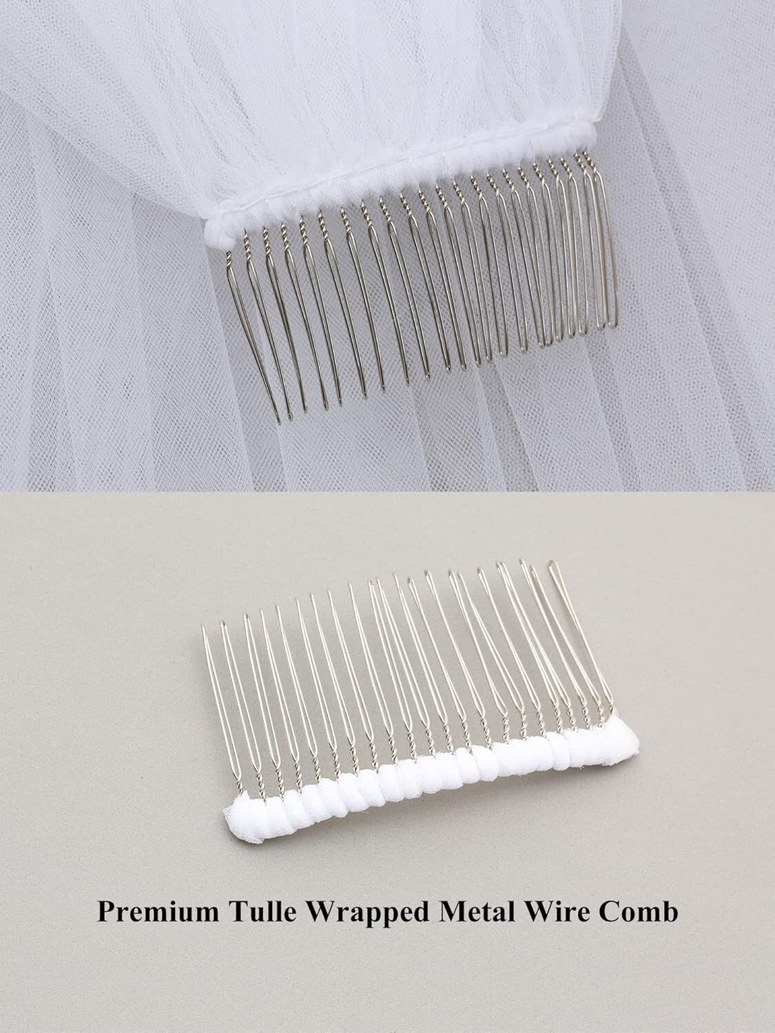 Luxurious 2T Dual Edge Embroidered Veil with Silver Thread Trim - Bridal Beauty