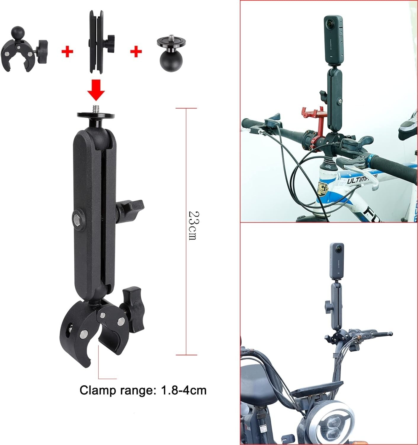 Heavy-Duty Insta360 Car Mount with 114cm Invisible Selfie Stick - 4-in-1 Design