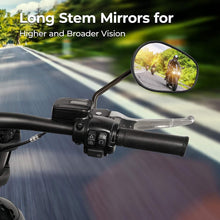 Load image into Gallery viewer, Long Stem Oval Motorcycle Mirrors with 360° Adjustability - Black Aluminum Pair