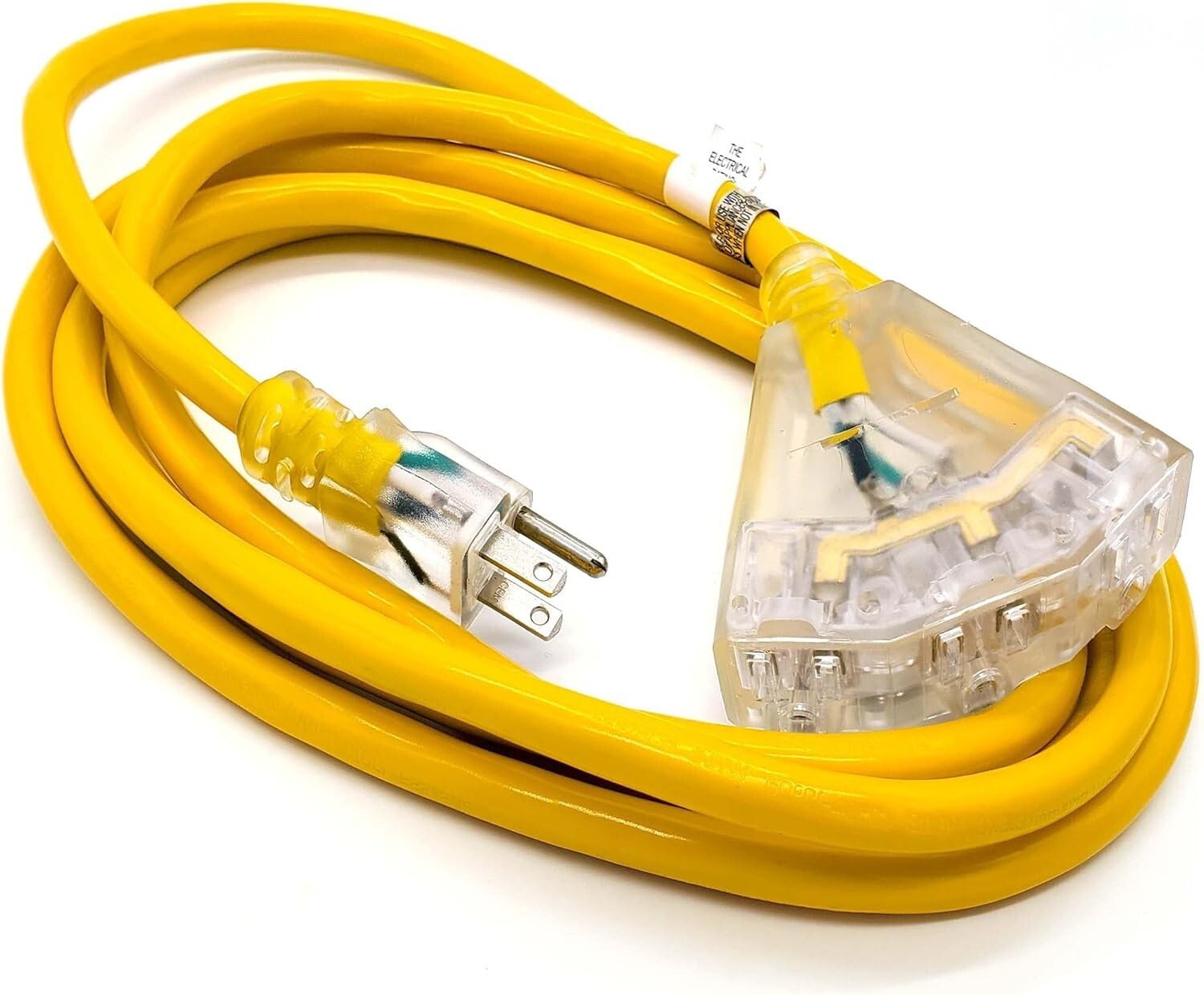10 ft Heavy Duty Extension Cord with 3 Outlets - Yellow Waterproof Solution