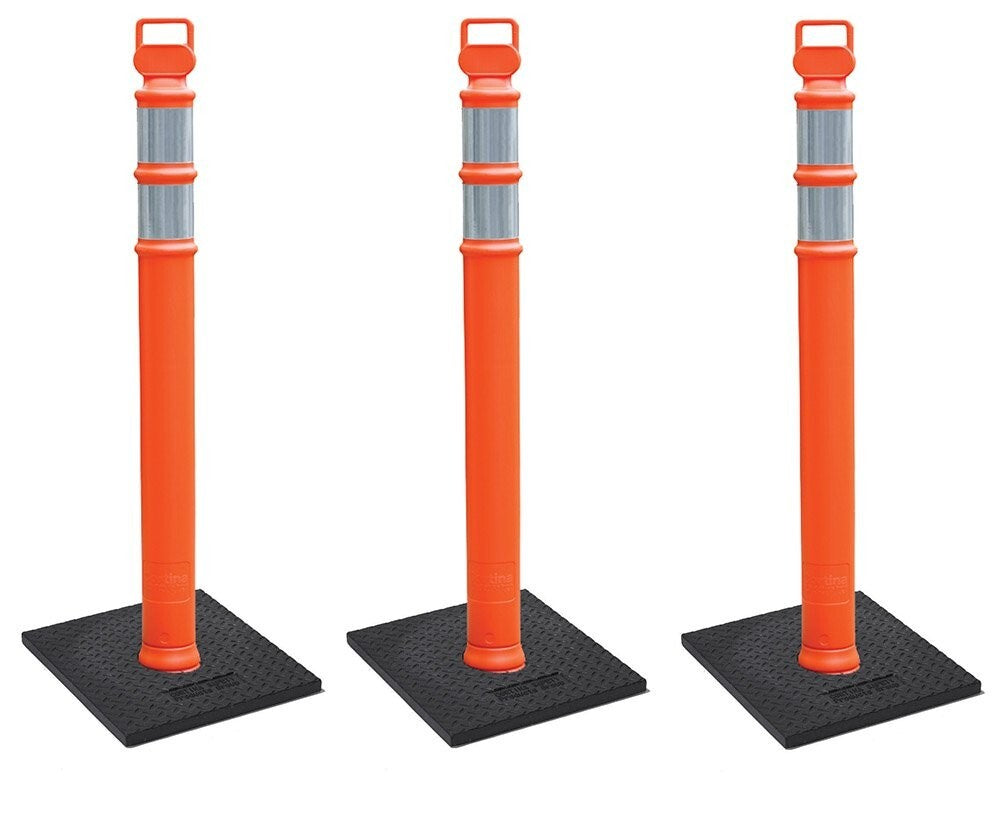 Cortina EZ Grab 45" Orange Delineator Post Kit - 3 Pack with Reflective Collars