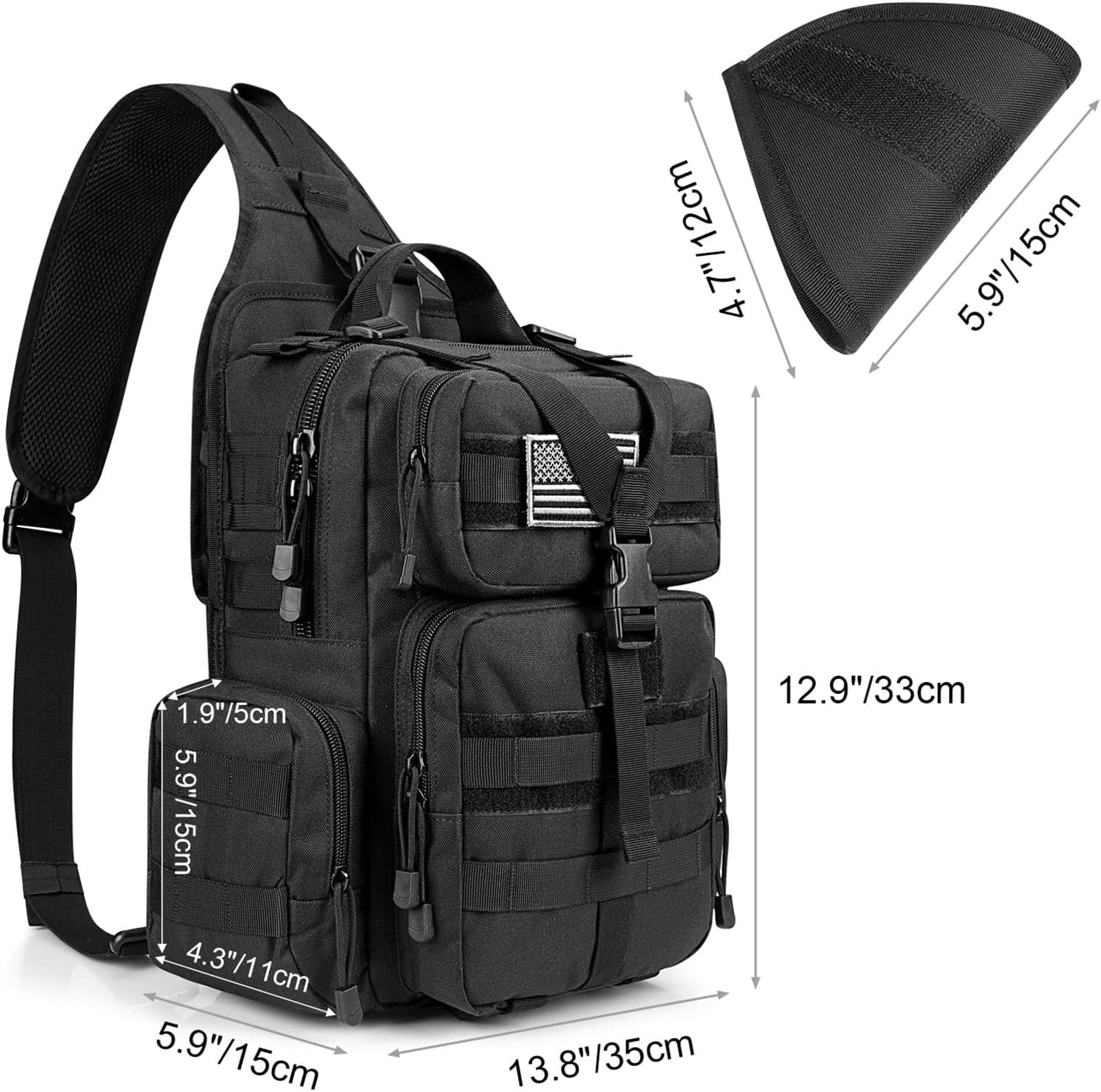 Versatile Tactical Sling Pack with Accessories - Ideal for Hunting and Hiking