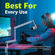 Load image into Gallery viewer, LIZARD WHITE Adjustable Microphone Boom Arm with Cable Management 360° Swivel