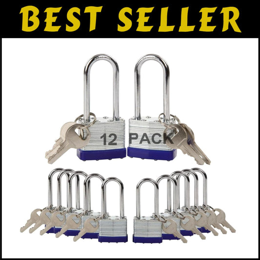 Heavy-Duty 12-Pcs Keyed-Alike Padlocks with Long Shackle for Ultimate Security