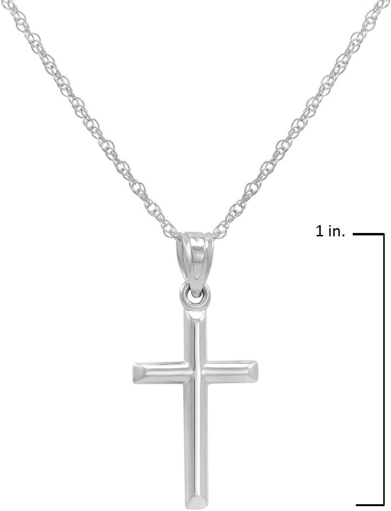 Versatile 14K White Gold Cross Pendant on Elegant Rope Chain – Women’s Jewelry