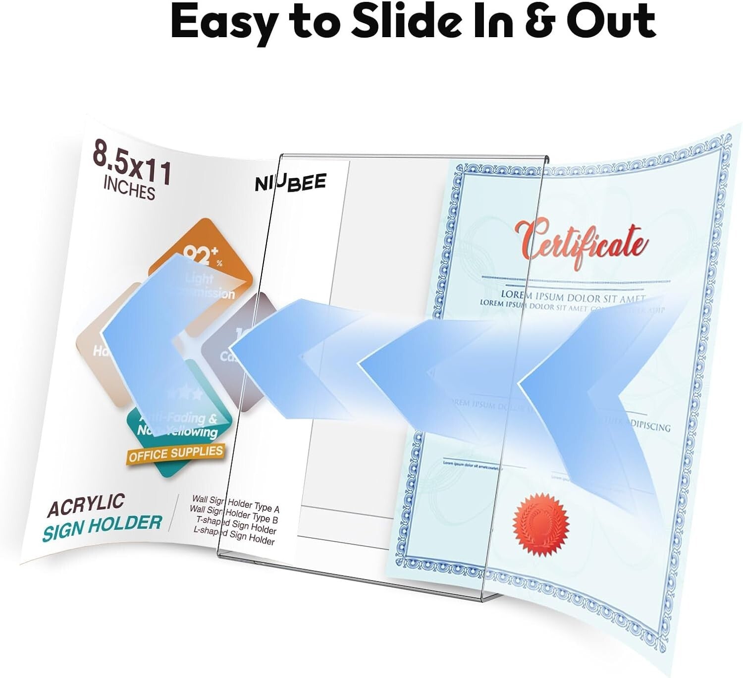 Durable 8.5 x 11 Acrylic Sign Holders - 30 Pack Clear Table Stands for Display