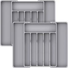 Load image into Gallery viewer, Adjustable Utensil Organizer - Silverware Drawer Tray with 8 Compartments, Grey