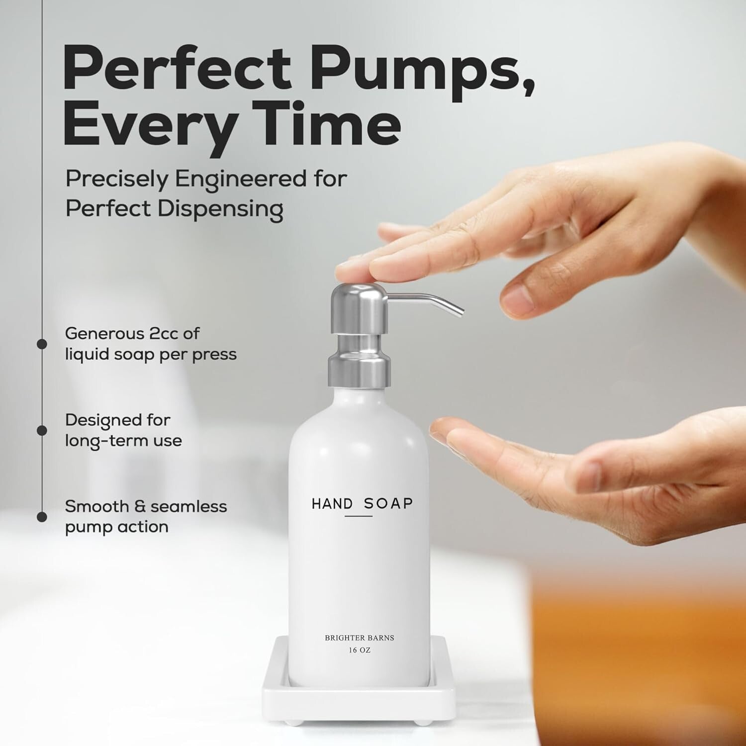 3-Piece Matte White Glass Soap Dispenser Set with Tray & Eco-Friendly Pumps