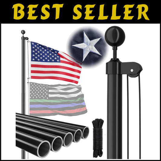 Rust-Resistant 25 FT Flag Pole with 41 FT Rope & Accessories for Proud Display