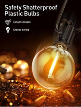 Load image into Gallery viewer, Waterproof 2 Pack Patio Hanging Lights - 30 Ft Warm White LED Globe String