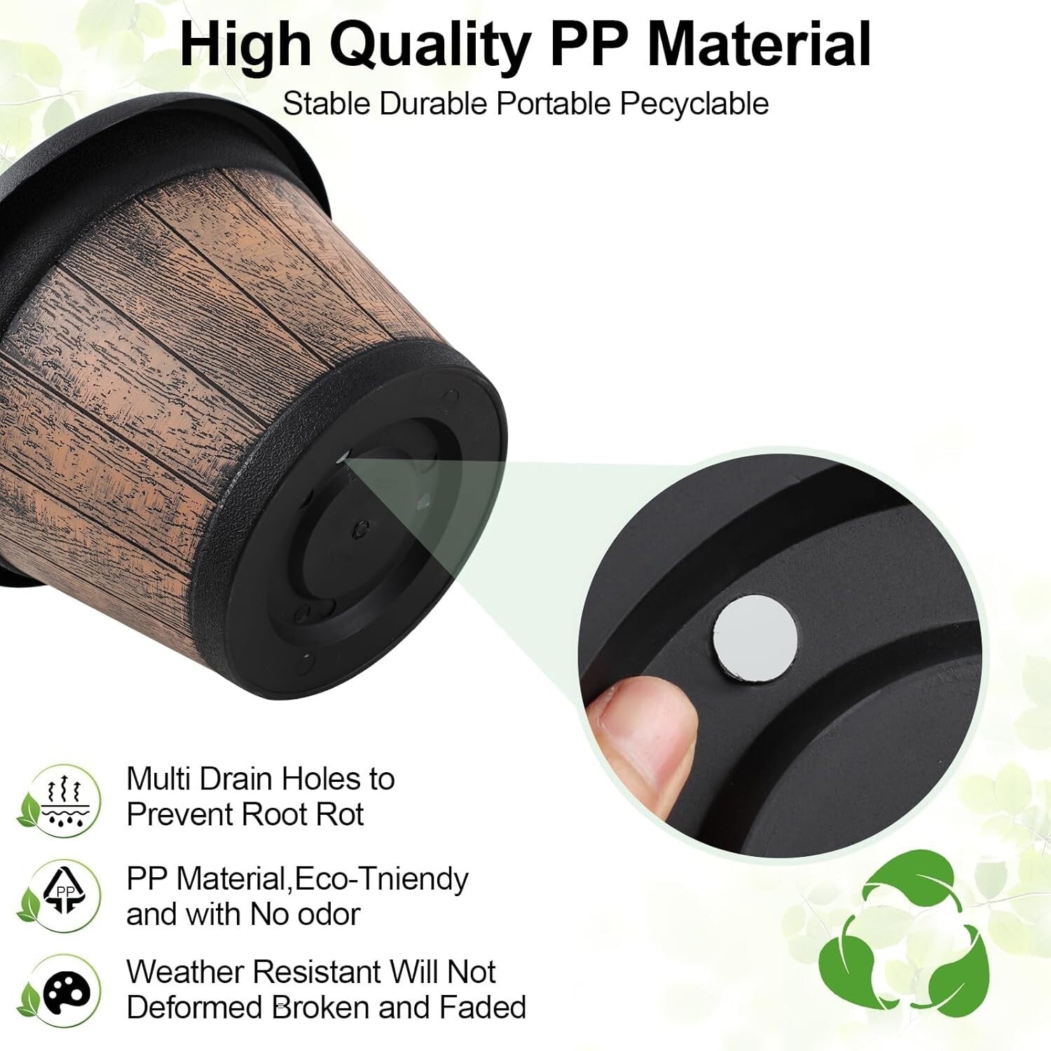 13 Inch Large Resin Plant Containers - Set of 4 with Saucers for All Plants