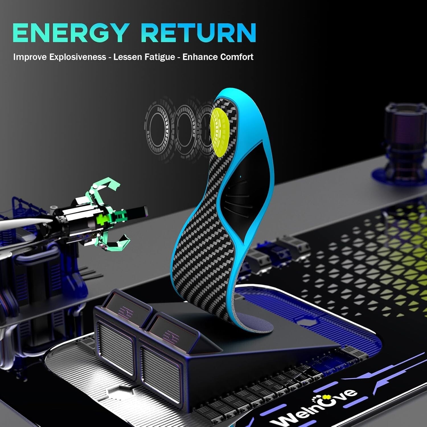 Carbon Fiber Sport Insoles with Arch Support for Enhanced Athletic Performance