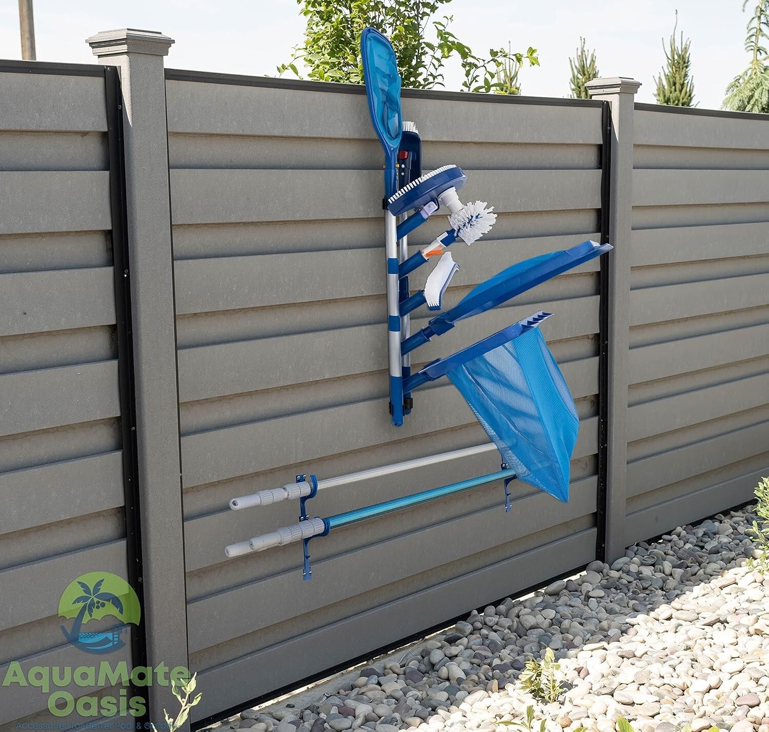 Organize Your Pool Area: Weatherproof Accessories Holder with Pole Support