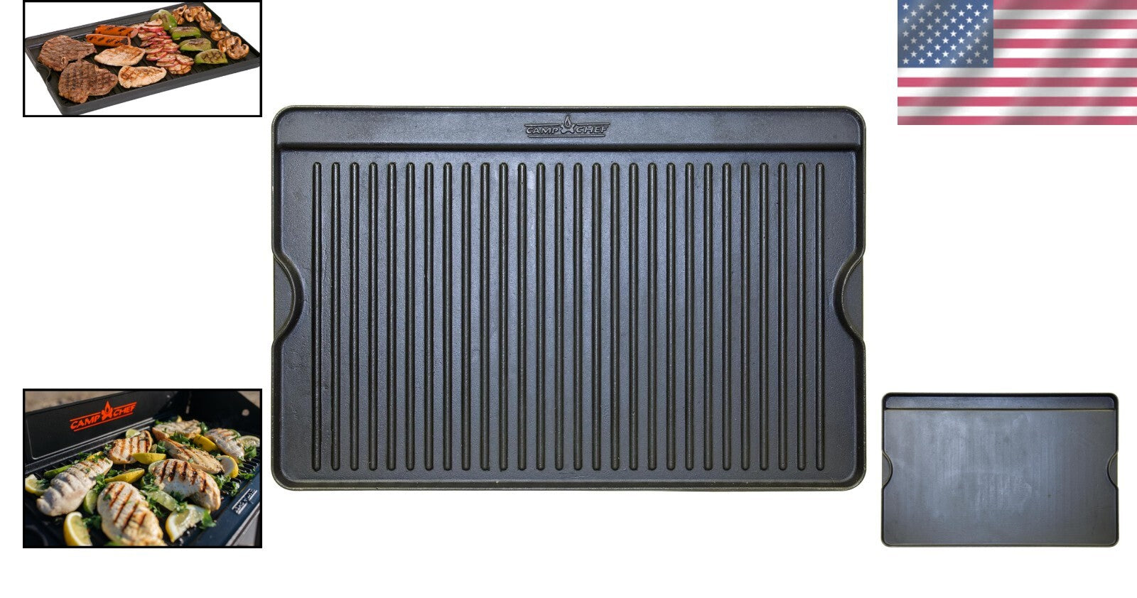 Pre-Seasoned Cast Iron Griddle - Reversible 16" x 24" for Perfect Heat