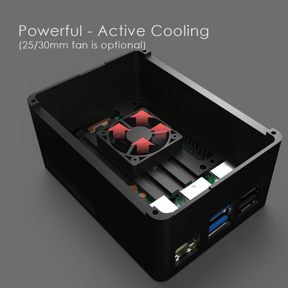Compact Aluminum Raspberry Pi 5 Case - Silent Cooling with Silicone Thermal Pads