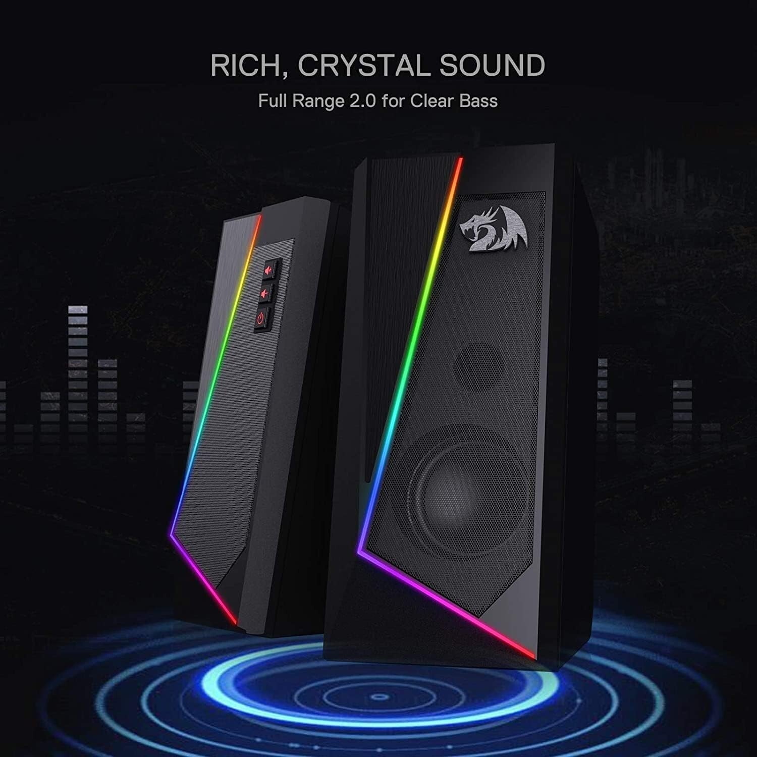 RGB Desktop Speakers - 2.0 Channel Enhanced Stereo Sound with Touch Control