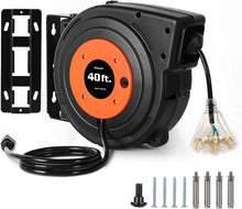 Load image into Gallery viewer, Versatile Wall Mount 40 FT Extension Cord Reel - Automatic and Weather Resistant