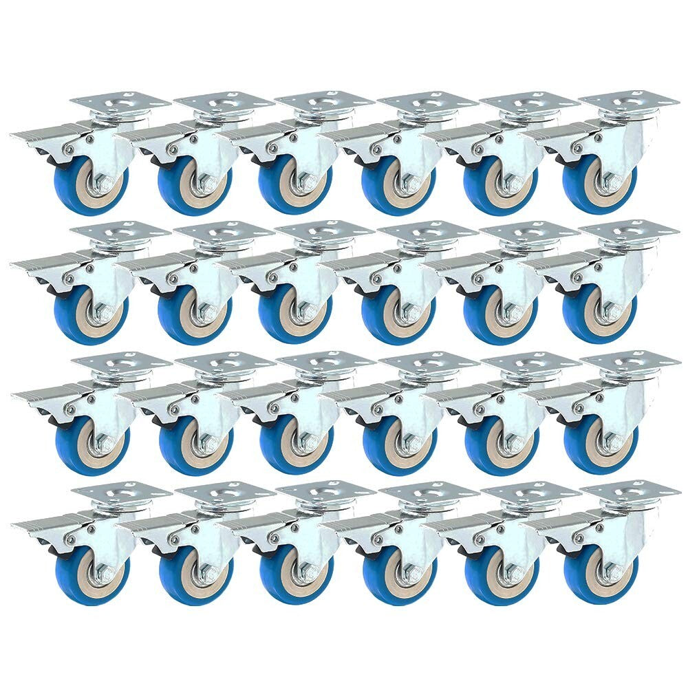 Heavy-Duty 2" Swivel Casters - 24 Pack with Locking Brake for Any Surface