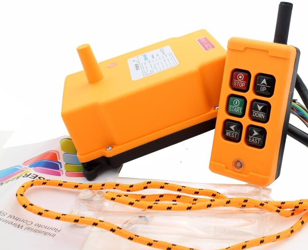 Wireless Crane Remote Control – Robust 6-Key Push Button Switch for Heavy Duty