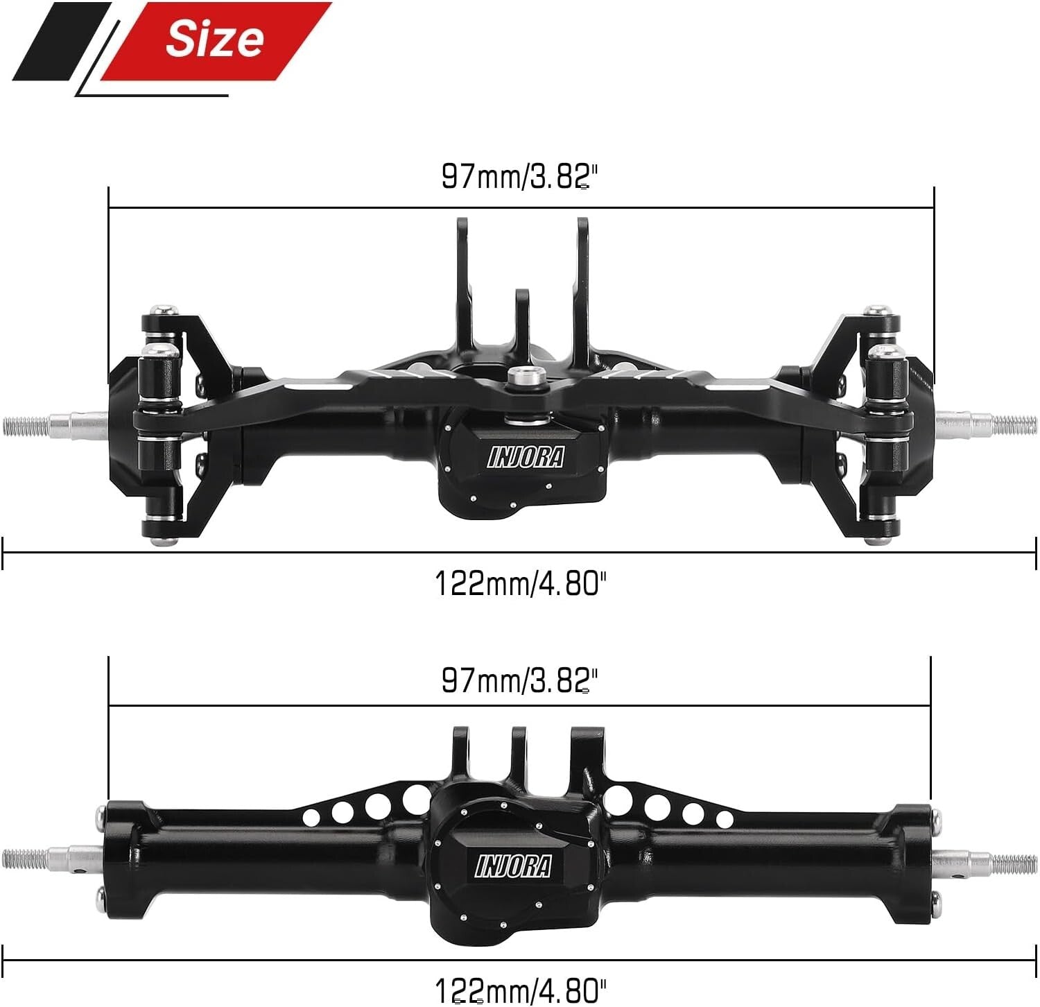 CNC Machined Aluminum Axles +4mm for 1/18 RC Crawler - Pre-assembled Upgrade