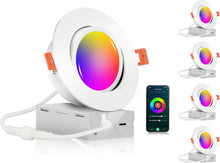 Load image into Gallery viewer, WiFi Compatible 4-Inch Recessed Smart Lights - Alexa/Google Control, Pack of 4