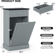Load image into Gallery viewer, Elegant 10-Gallon Freestanding Wood Recycling Storage &amp; Trash Cabinet in Gray