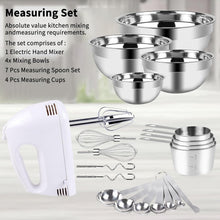 Load image into Gallery viewer, Versatile Electric Mixing Bowl Set - 200W Mixer with Dishwasher-Safe Attachments