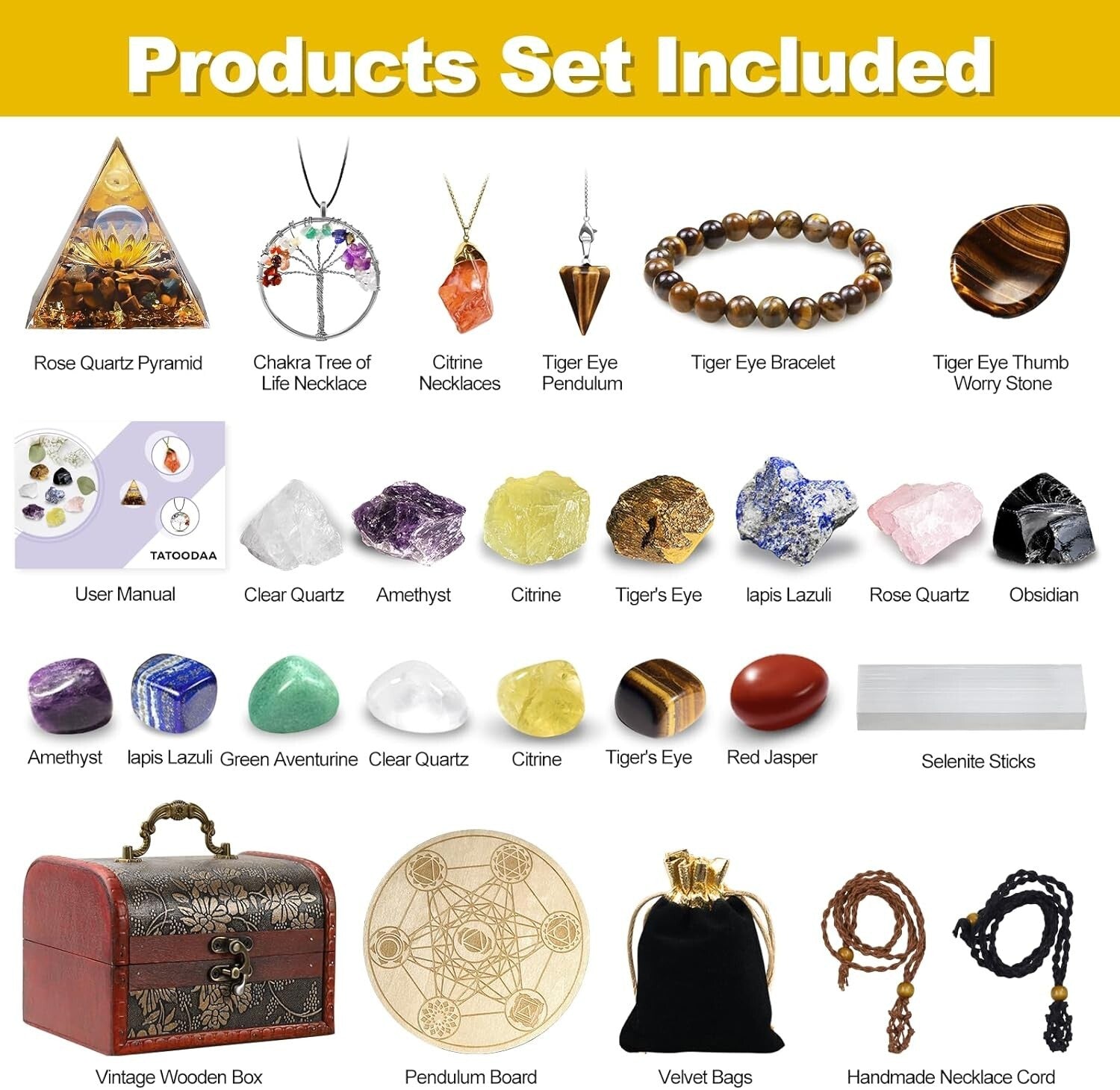 Elegant Stone Collection: 28 Pcs Chakra Crystals with Accessories for Healing