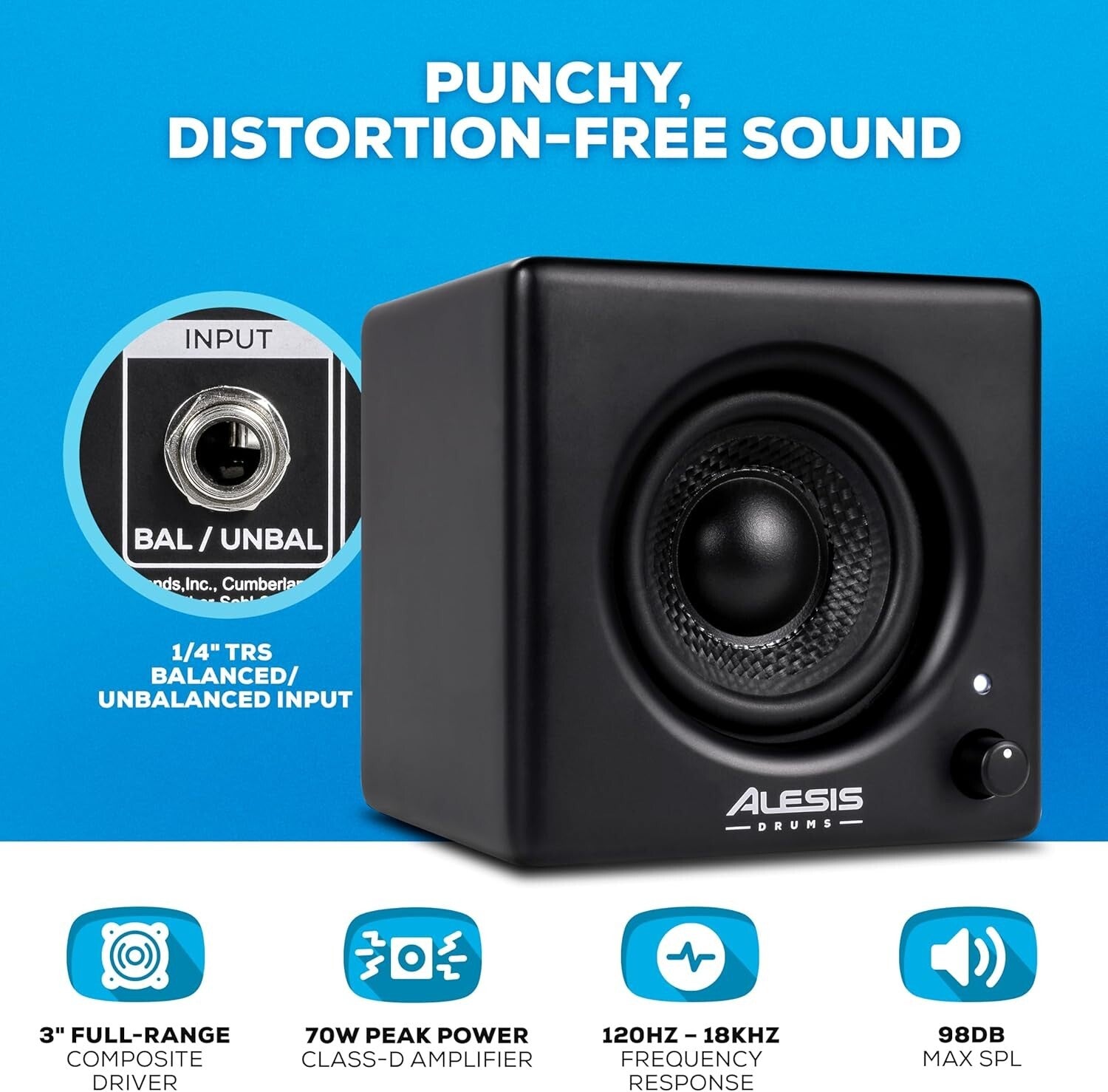 Ultra-Compact 3" Drum Monitor Speaker - Rack-Mountable for Seamless Integration