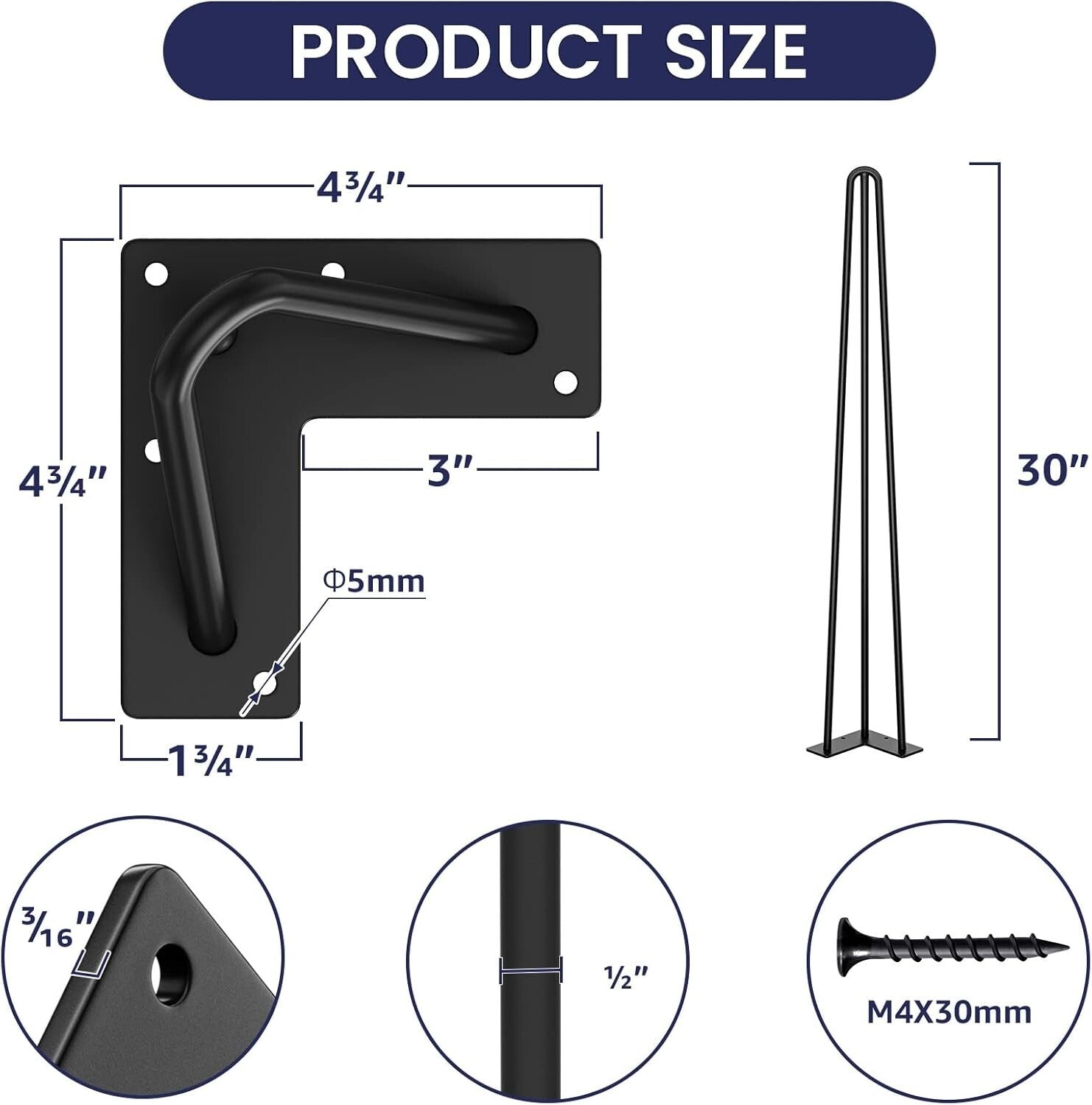 Versatile 30 Inch Hairpin Legs - Ideal for Coffee, Dining, or Night Stand Tables