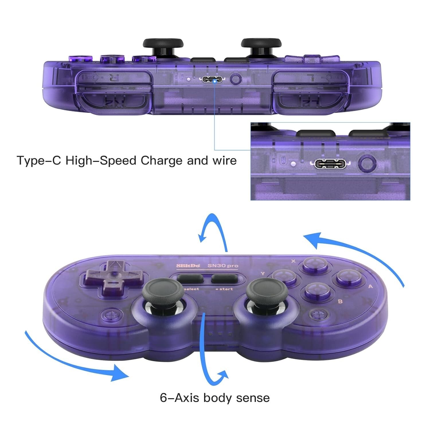 Fully Featured SN30 Pro Bluetooth Controller - Rechargeable with Vibration