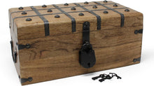 Load image into Gallery viewer, Large Handcrafted Storage Chest with Vintage Iron Lock - 14.5x8x6.75 Inches